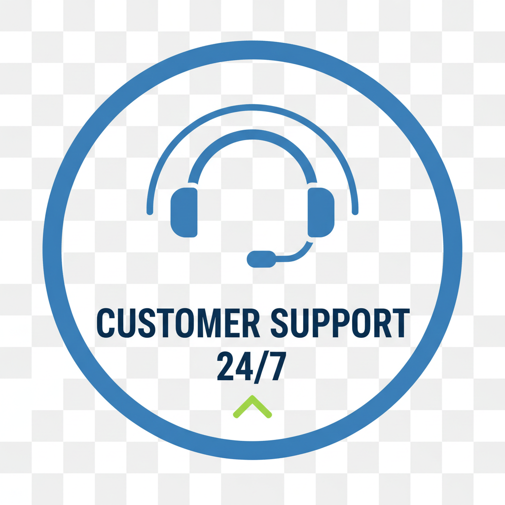 CUSTOMER SUPPORT 24/7 ICON WITH TEXT PNG